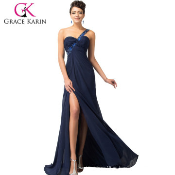 Vestido de noche formal CL3186-2 de la pierna dividida larga azul marino de la gasa de Karin de la tolerancia #